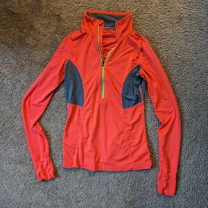 MPG Vibrant Pink And Grey Long Sleeve Quarter Zip Running Top